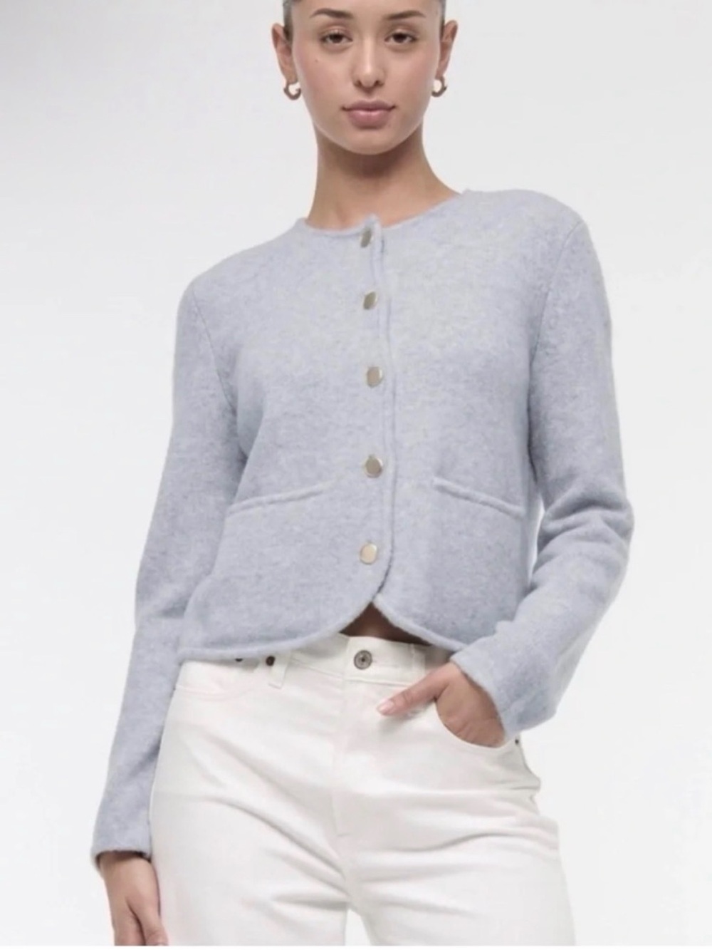 Abercrombie & Fitch Heathered Grey Knit Sweater